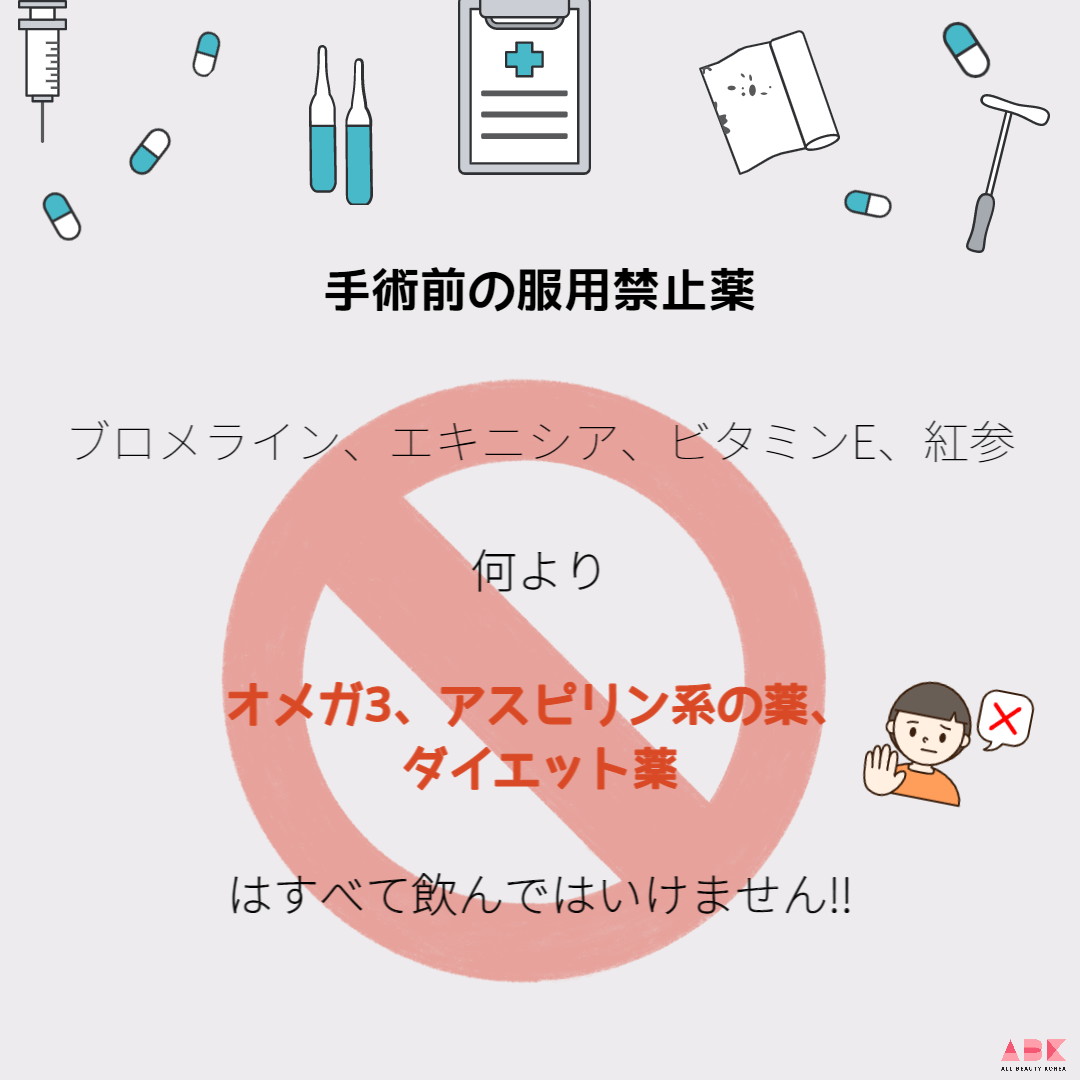 ブロメライン、エキニシア、ビタミンE、紅参  オメガ3、アスピリン系の薬、ダイエット薬