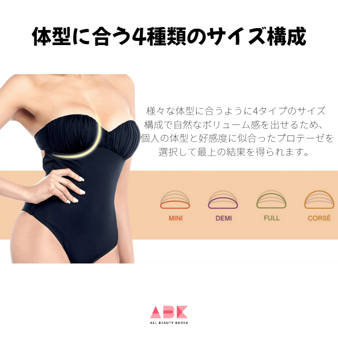 体型に合う4種類のサイズ構成