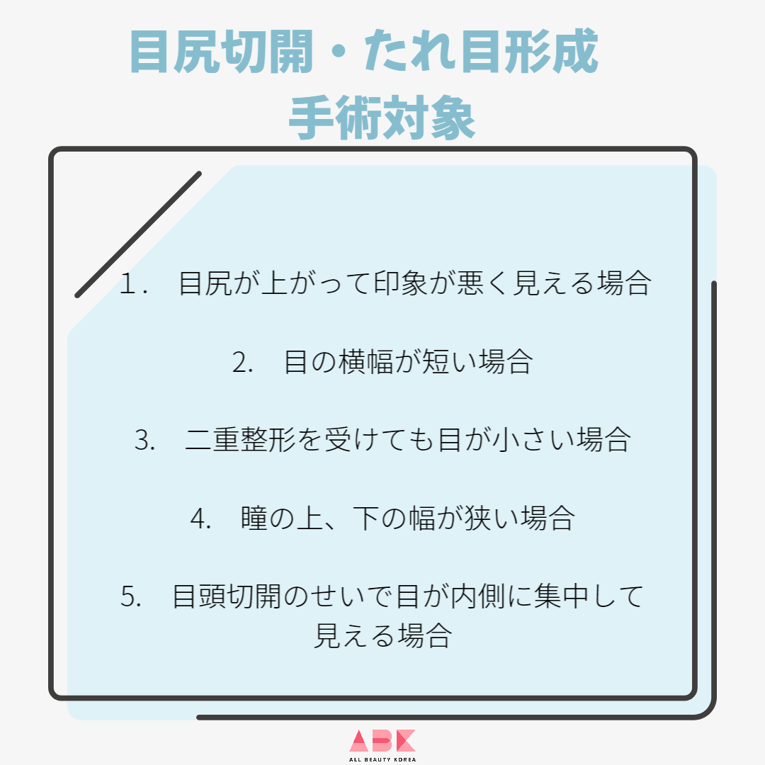 目尻切開・たれ目形成 手術対象