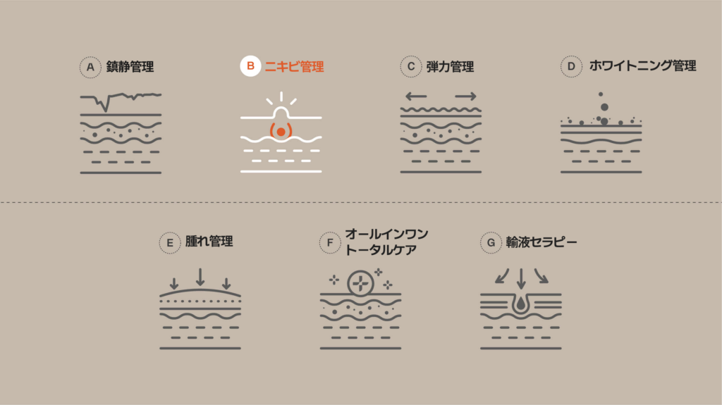 韓国ソウルプレミアム皮膚科オガナセルのにきびの管理システムです。