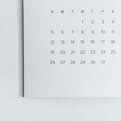 Close-up of a calendar, illustrating preparation for an important upcoming schedule without concerns.